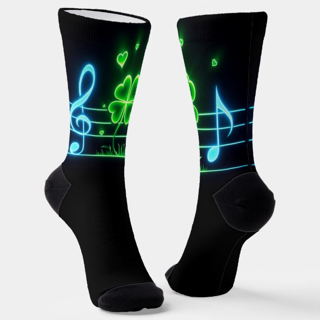  Lucky Clover and Music Notes Socks (Angled)