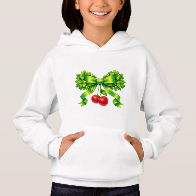 Lucky Clover Bow with Cherries Green Design (Front)