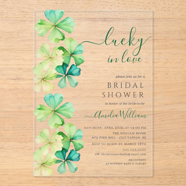 Lucky Clover Bridal Shower Invitation (Front)