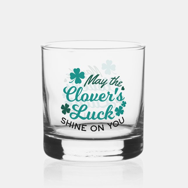Lucky Clover Charm - May the Clover's Luck Shine Whiskey Glass (Front)