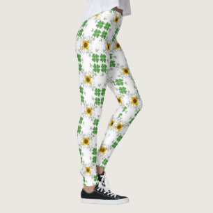 Lucky clover , Clover with Sunflower Calla Lily Leggings