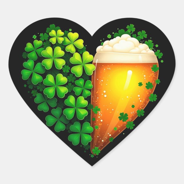 Lucky Clover Design for St. Patrick's Day Classic Heart Sticker (Front)