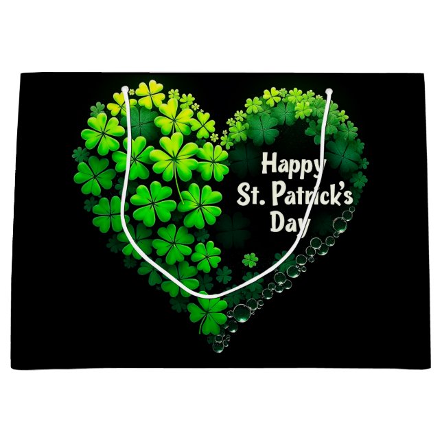 Lucky Clover Design for St. Patrick's Day Large Gift Bag (Front)