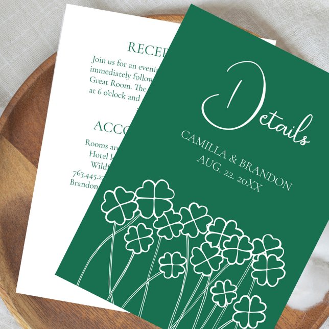 Lucky Clover Emerald Green Modern Wedding Enclosure Card (Creator Uploaded)