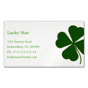 Lucky Clover   Floral Magnetic Business Card