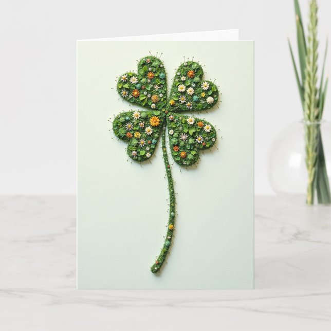 Lucky Clover Floral Pattern Card (Front)