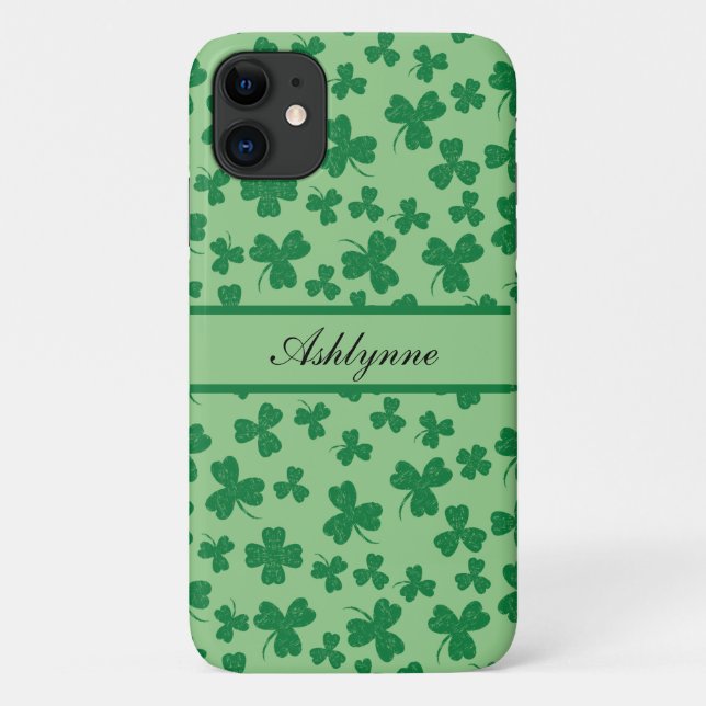Lucky Clover Green Personalised iPhone/iPad case (Back)