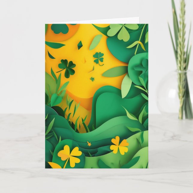 Lucky Clover Greetings Card (Front)