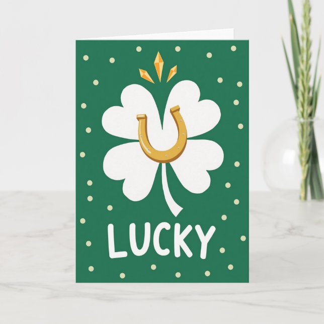 Lucky Clover Horseshoe Card (Front)