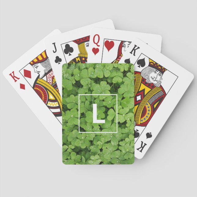 Lucky clover initial playing cards. cards (Back)
