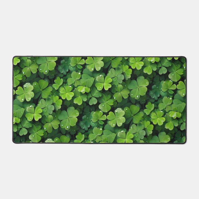 Lucky Clover leaves background Desk Mat (Front)
