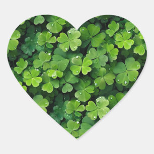 Lucky Clover leaves background Heart Sticker