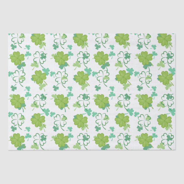 Lucky Clover Pattern - Green Shamrock Tissue Paper (Front)