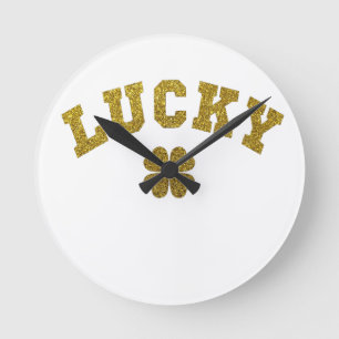 Lucky Clover Saint Patricks Round Clock
