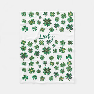 Lucky Clover Shamrock Fleece Blanket