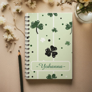 Lucky Clover St. Paddy’s Clover Pattern & Stripes Notebook