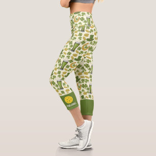 Lucky Clover St Patricks Day Custom Pickleball Cap Capri Leggings