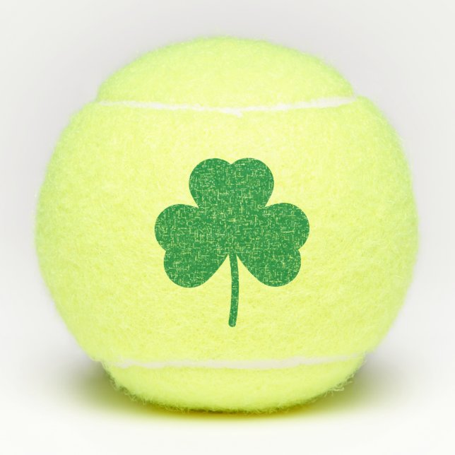 Lucky Clover St Patricks Day Green Shamrock Tennis Balls (Front)