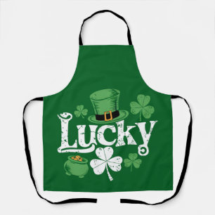 Lucky Clover St Patrick's Day Shamrock Vintage Apron