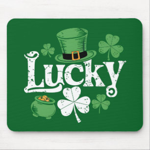 Lucky Clover St Patrick's Day Shamrock Vintage Mouse Mat