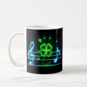 Lucky Clover with Music Notes Design Coffee Mug