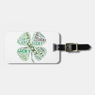 Lucky Clover Word Art Luggage Tag