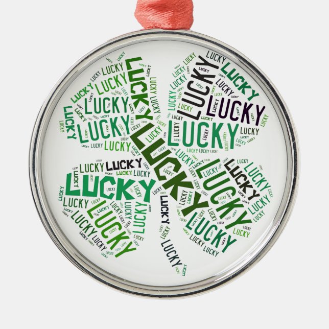 Lucky Clover Word Art Metal Tree Decoration (Front)