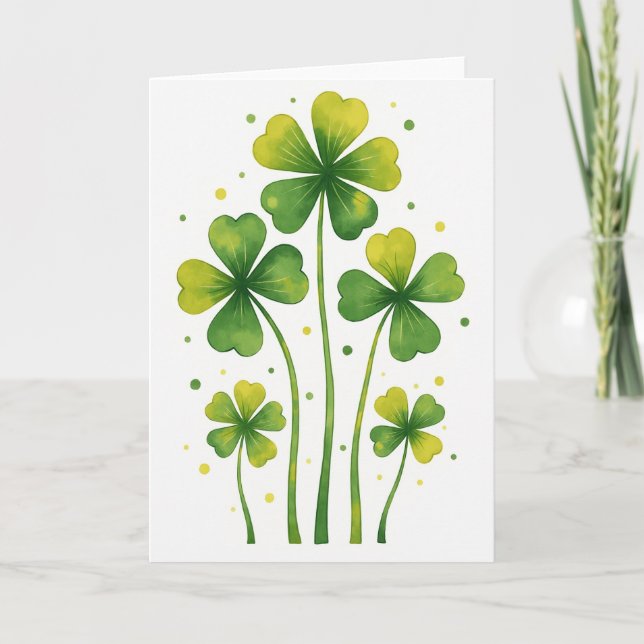 Lucky Clovers Watercolor Card (Front)