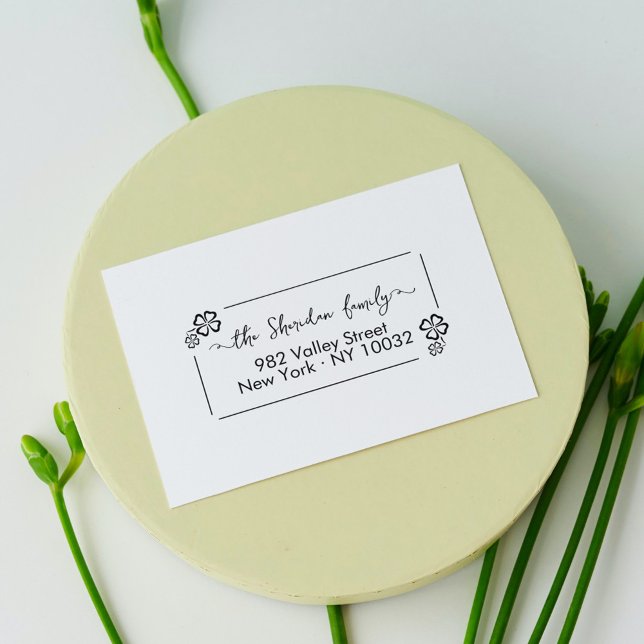 Lucky Clovers Whimsical Script Return Address Self-inking Stamp (Lucky Clovers Whimsical Script Return Address Self-inking Stamp)