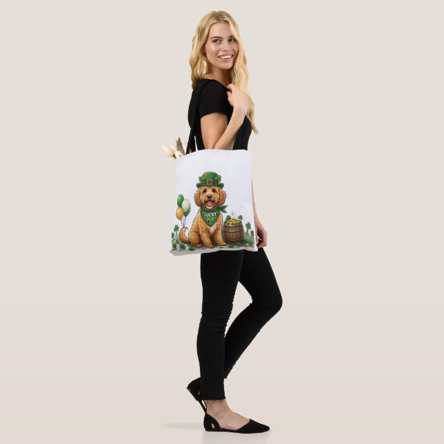 Lucky Cockapoo St. Patrick's Day Tote Bag (On Model)