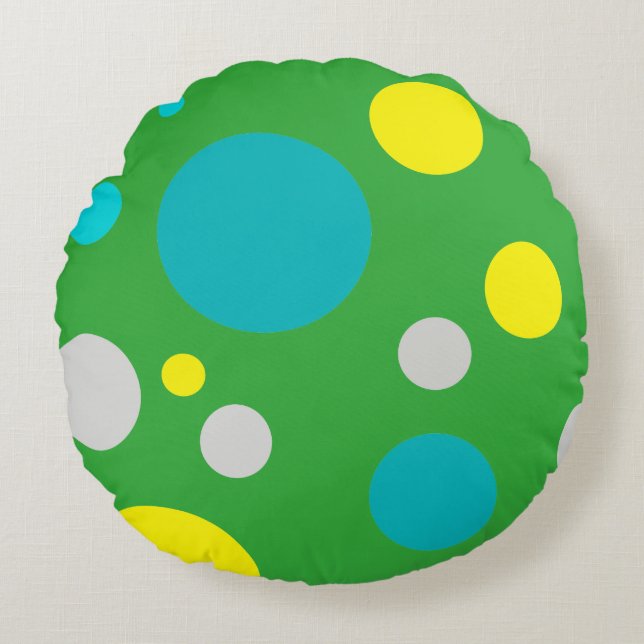 Lucky Colourful Bubbles Round Cushion (Front)