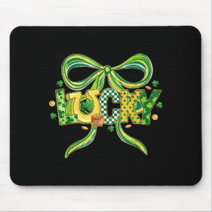 Lucky Coquette Bow Cute Retro St Patricks Day Gree Mouse Mat