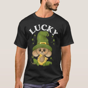 Lucky Cute Mouse Shamrock St Patrick's Day Horsesh T-Shirt