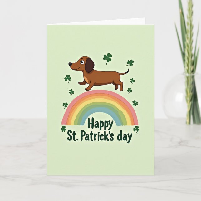 Lucky Dachshund Rainbow Card (Front)