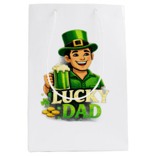 Lucky Dad – St. Patrick’s Day Clover Design Medium Gift Bag