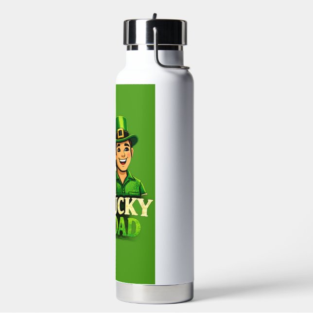 Lucky Dad – St. Patrick’s Day Clover Design Water Bottle (Left)