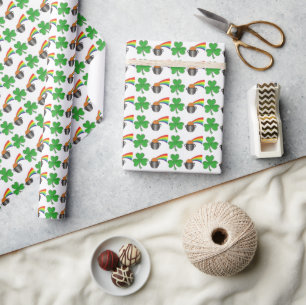 Lucky Day Shamrock Rainbow St. Patrick's Day Wrapping Paper