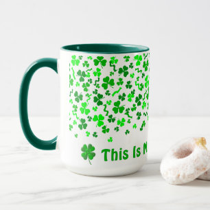 Lucky Day Shamrocks Four Leaf Clover Personalised Mug
