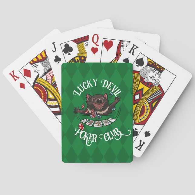 Lucky Devil Poker Club Funny Tasmanian Devil Art Playing Cards (Back)