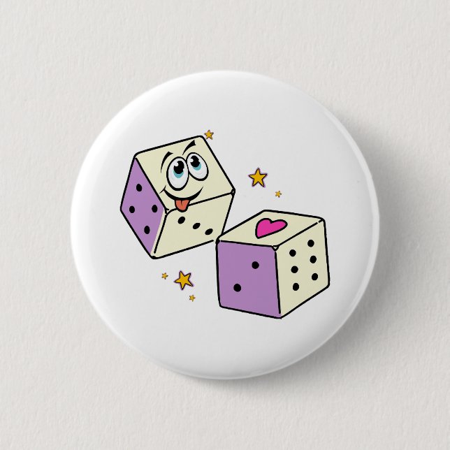 Lucky Dice 6 Cm Round Badge (Front)
