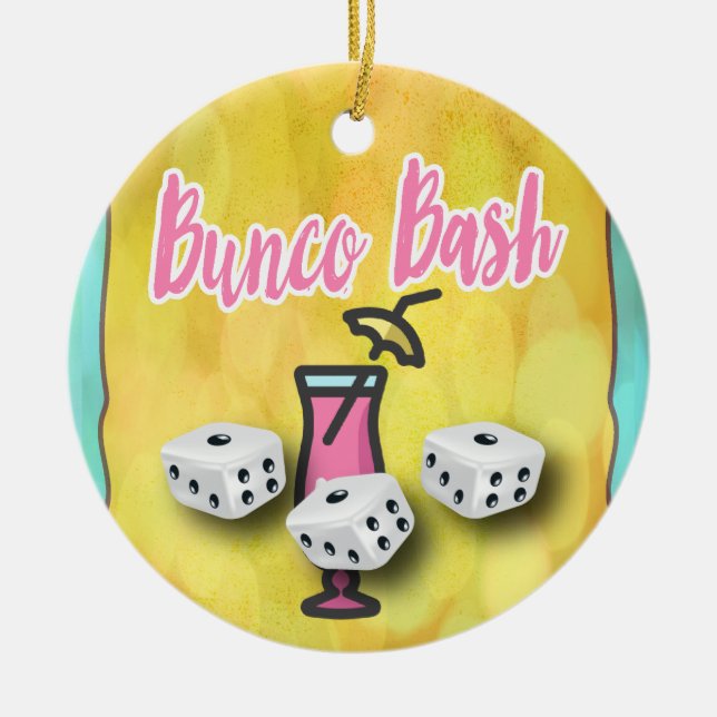 Lucky Dice Bunco Bash Ceramic Tree Decoration (Front)