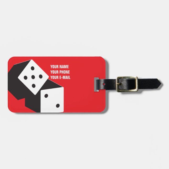Lucky Dice with customisable text Luggage Tag (Front Horizontal)