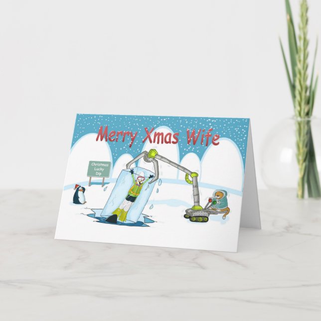 lucky Dip funny diving Merry christmas Wife Holiday Card (Front)