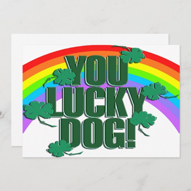 Lucky Dog and Rainbow St. Patrick's Day Flat Holiday Card (Front/Back)