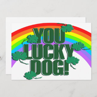 Lucky Dog and Rainbow St. Patrick's Day Flat Holiday Card