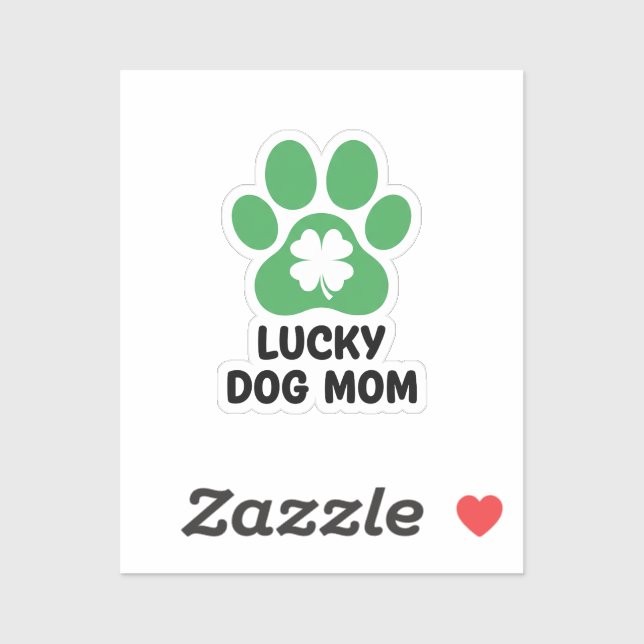 Lucky Dog Mom Green Shamrock Paw Print St Patrick  (Sheet)