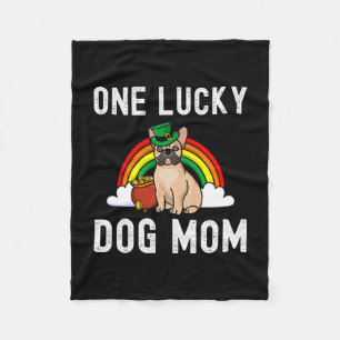 Lucky Dog Mum French Bulldog St Patrick's Day Rain Fleece Blanket