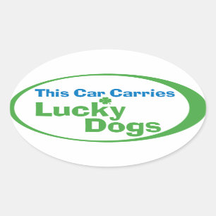 Lucky Dog Oval Bumper Stickers (sheet of 4)