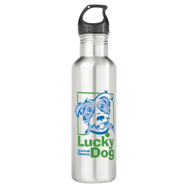 Lucky Dog Stainless Steel Water Bottle (24 oz) (Front)