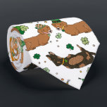 Lucky Dogs Dachshunds Clovers St. Patrick's Day Tie<br><div class="desc">Celebrate St. Patrick’s Day in the cutest way with this “Lucky Dogs” design, featuring hand-drawn dachshunds surrounded by lucky clovers. Perfect for dog lovers, dachshund owners, or anyone who wants to add a playful touch to their holiday outfit or decor. Whether you're heading to a parade, hosting a festive get-together,...</div>
